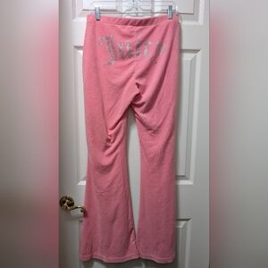 juicy couture y2k terry cloth flared pants Pink Size Medium M Rhinestone Logo